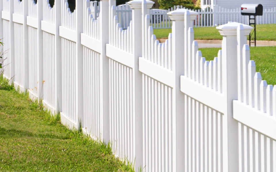 white fence slanted angle